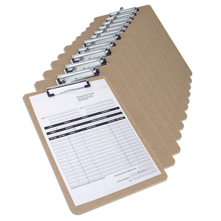 Rapesco 1601 Business Pack: 12 Hartfaser Klemmbrett, A4, Braun 12 mit flacher Klemme, 12 mit flacher