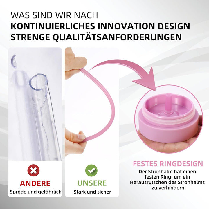 Volhoply 600 ml Trinkbecher mit Deckel und Strohhalm Zehnerpack,20oz Doppelwandiger Wiederverwendbar
