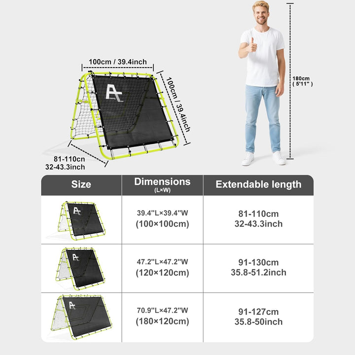 Doppelseitige Rebounder Net Fussball Training Ausrüstung, 100/120/180cm, Fussball Tor Kickback Ziel