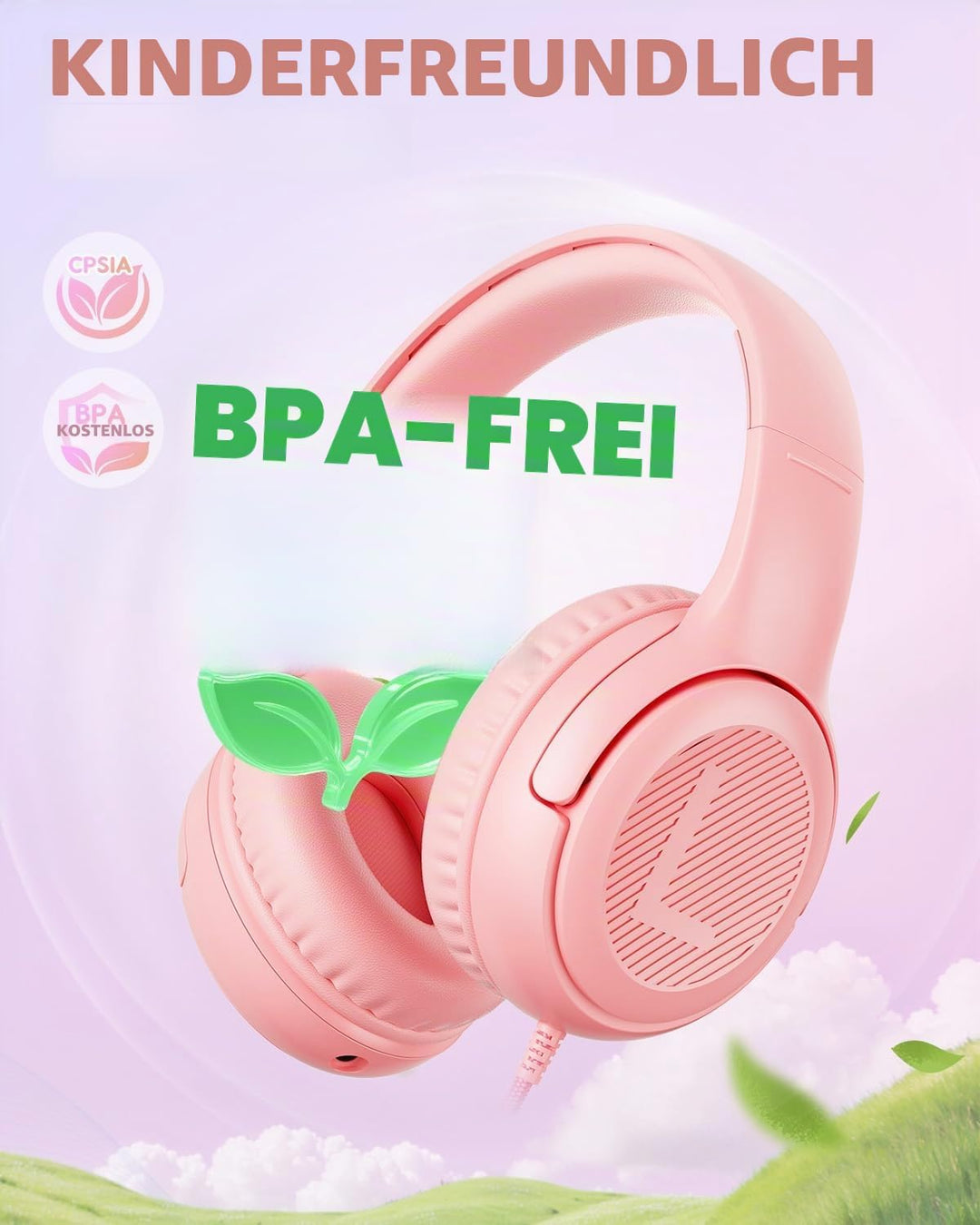 Kopfhörer Kinder, Kabel Kinderkopfhörer mit Mikrofon, Over Ear kopfhörer Kinder 85/94dB Lautstärkenb