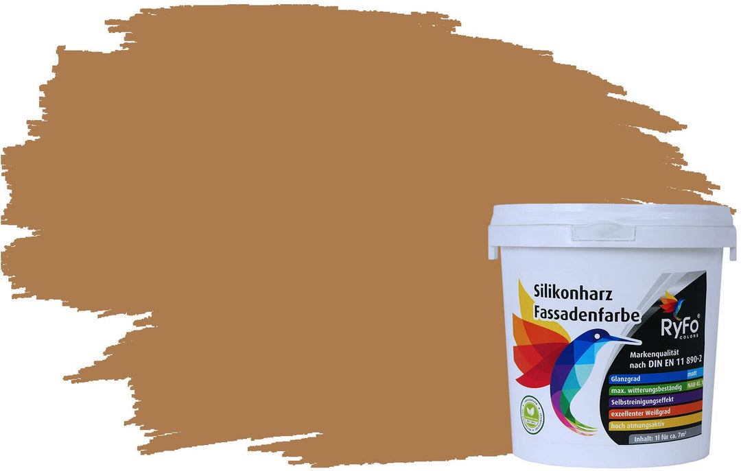 RyFo Colors Silikonharz Fassadenfarbe Lotuseffekt Trend Nougat 1l - bunte Fassadenfarbe, weitere Bra