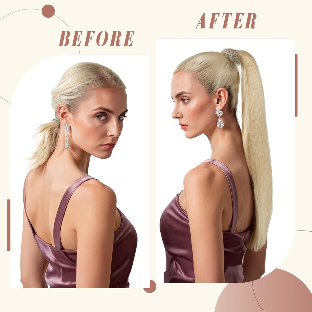 Elailite Pferdeschwanz Haarteil Extensions 100% Echthaar Zopf Haarverlängerung Damen Clip in Ponytai