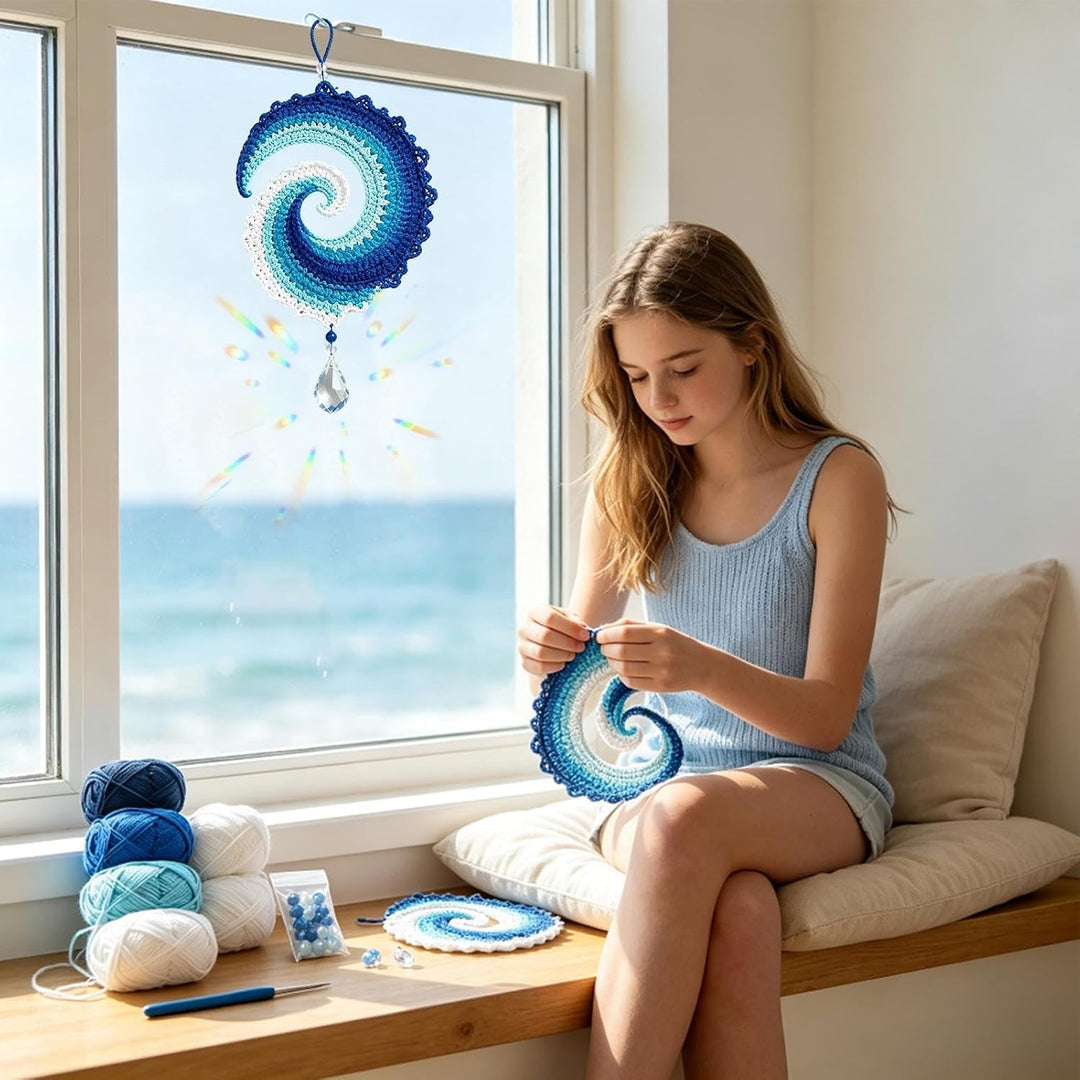 Generisch Häkel-Windspinner Weiche Wiederverwendbare DIY-mit Farbverlauf | Garn-Windspinner-Dekorati
