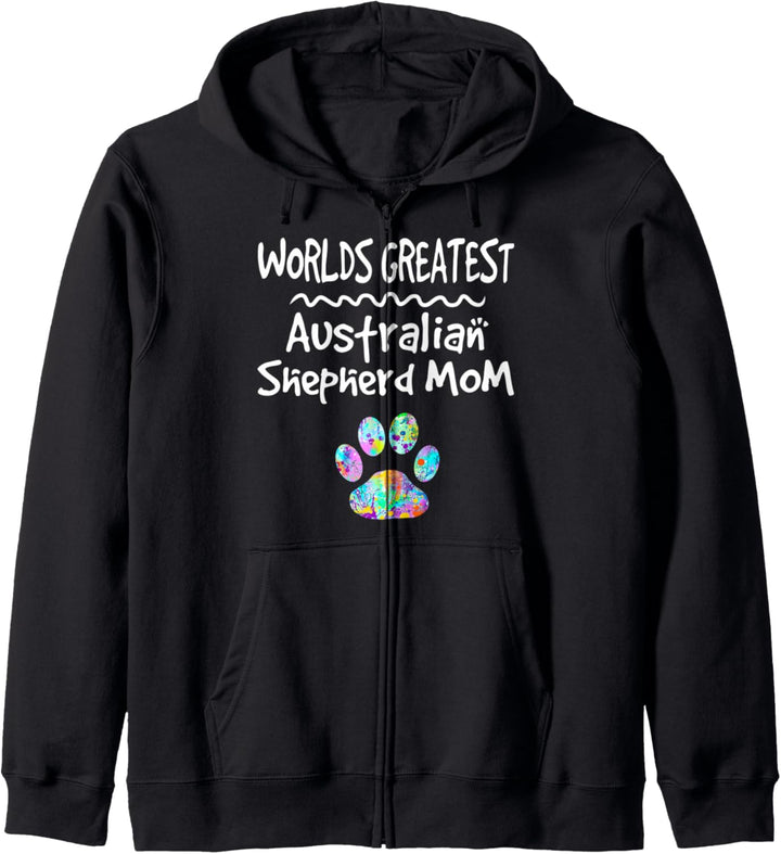 Worlds Greatest Australian Shepherd Dog Mom Mother Pfotenabdruck Kapuzenjacke