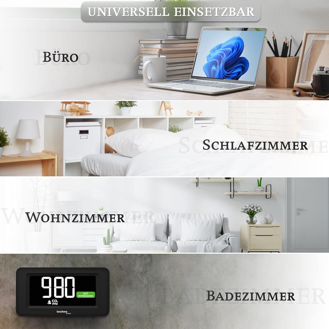 technoline WL1022 Co2 Messgerät mit Co2 Ampel, Co2 Alarm, Lüftungsempfehlung WL1022 Single, WL1022 S