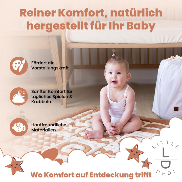 3D Krabbeldecke aus Bio-Baumwolle – GOTS Zertifiziert, 100x100 cm – Montessori Design, Beidseitig Nu
