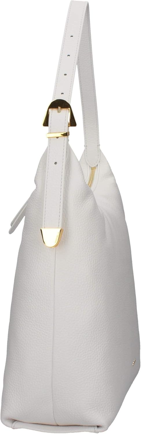 Coccinelle Leder Schultertasche Gleen Handbag Grained Leather Brillant White, Brillant White