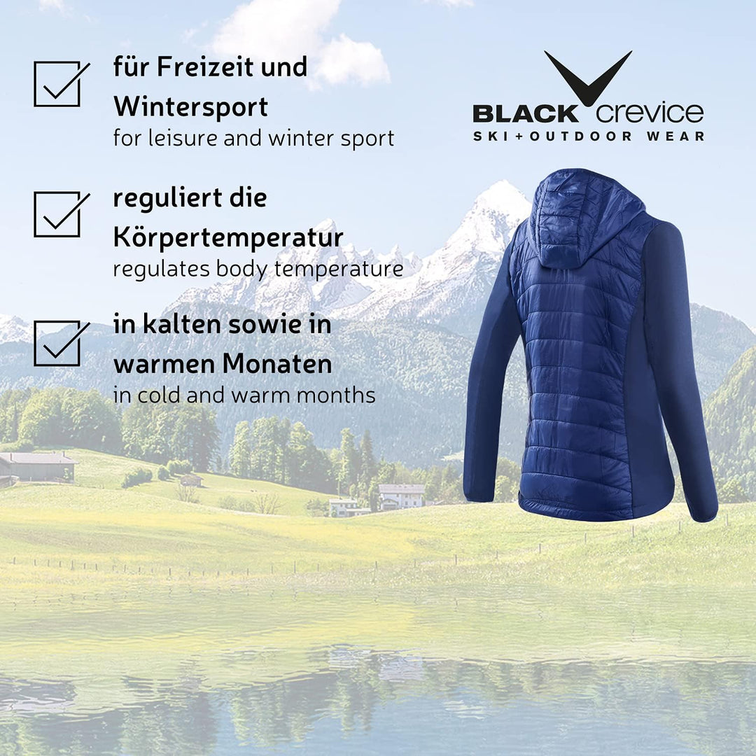 Black Crevice Hybrid-Jacke Damen I Damen-Funktionsjacke I Damen-Jacken mit 2 Reissverschlusstaschen