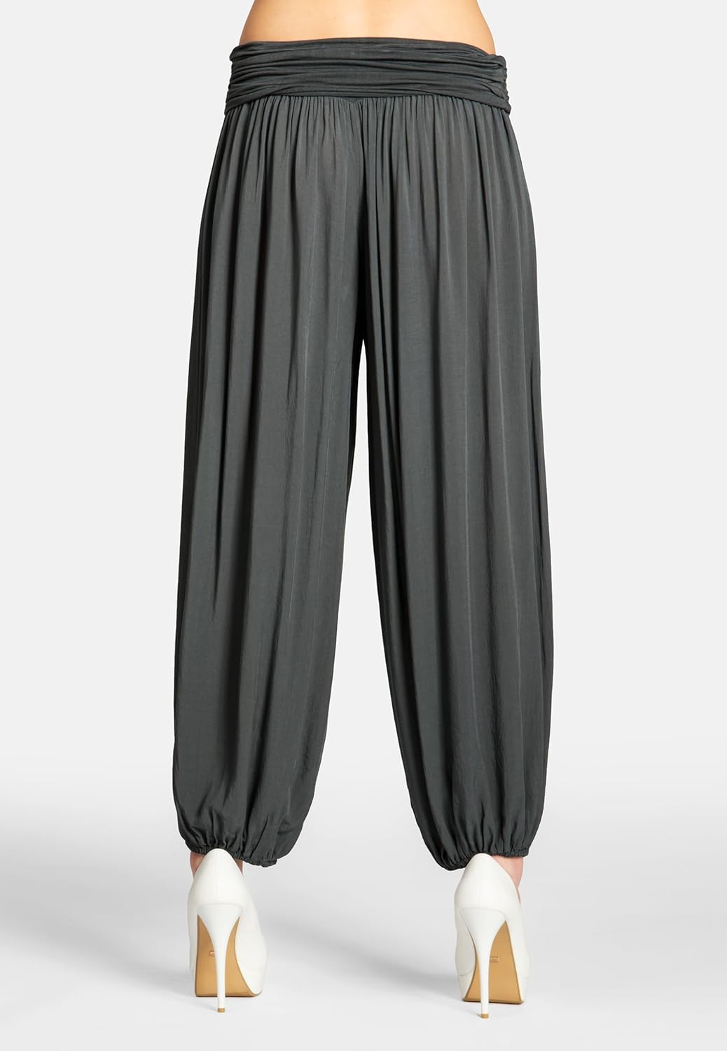 Caspar KHS035 leichte Damen Sommer Haremshose, Farbe:dunkelgrau, Mode Grösse:36