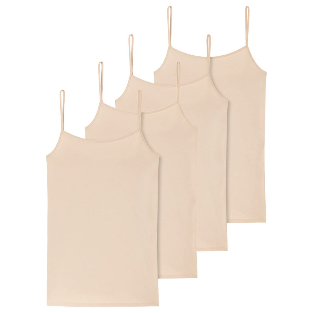 Schiesser Damen 2 PACK Spaghetti Top Unterhemd Bio Baumwolle - 95/5 Organic 38 4 X Sand, 38 4 X Sand