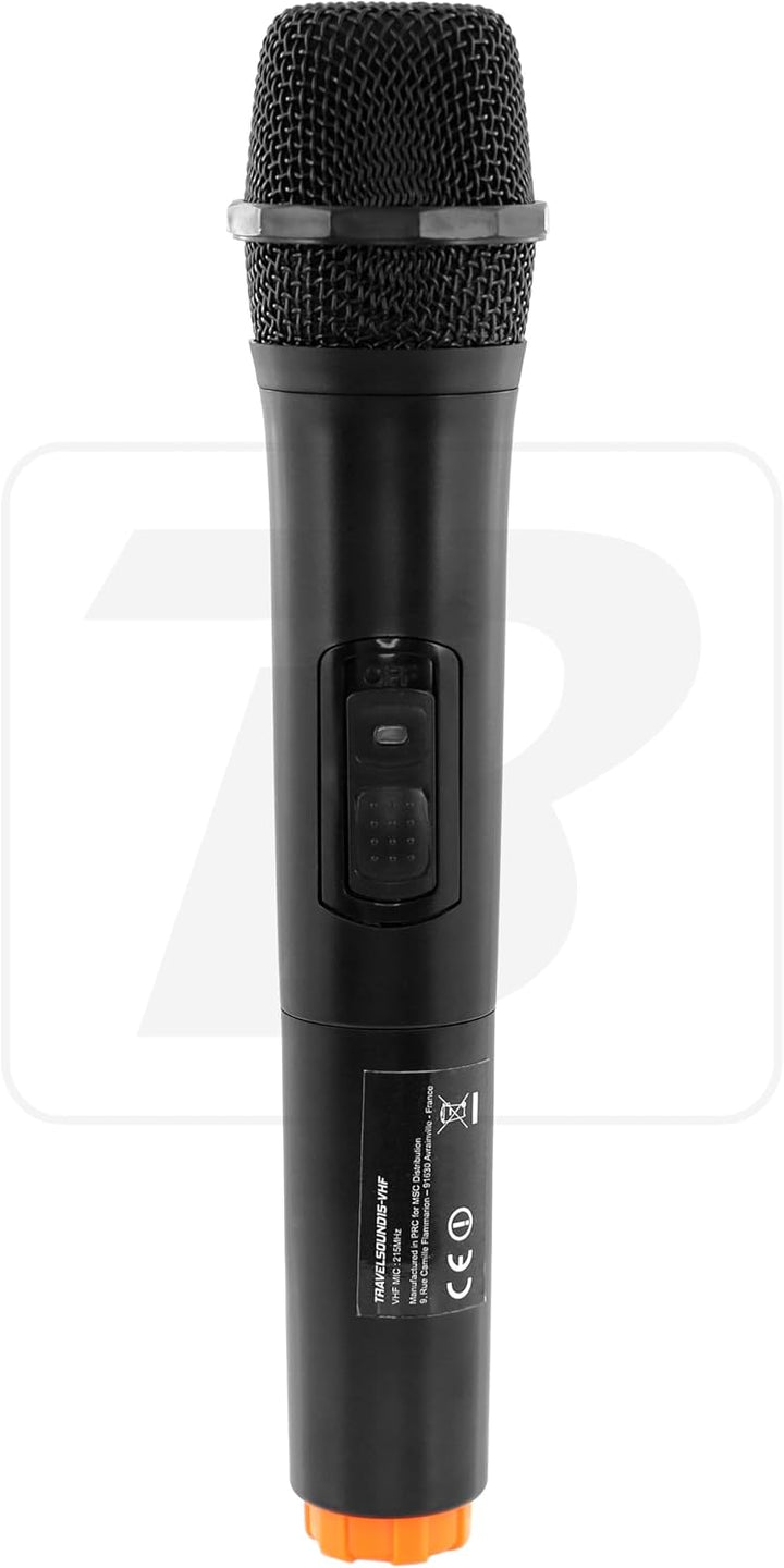 BoomTone DJ Travelsound Handmic 215 kabelloses VHF-Handmikrofon, schwarz, kompatibel mit TRAVELSOUND