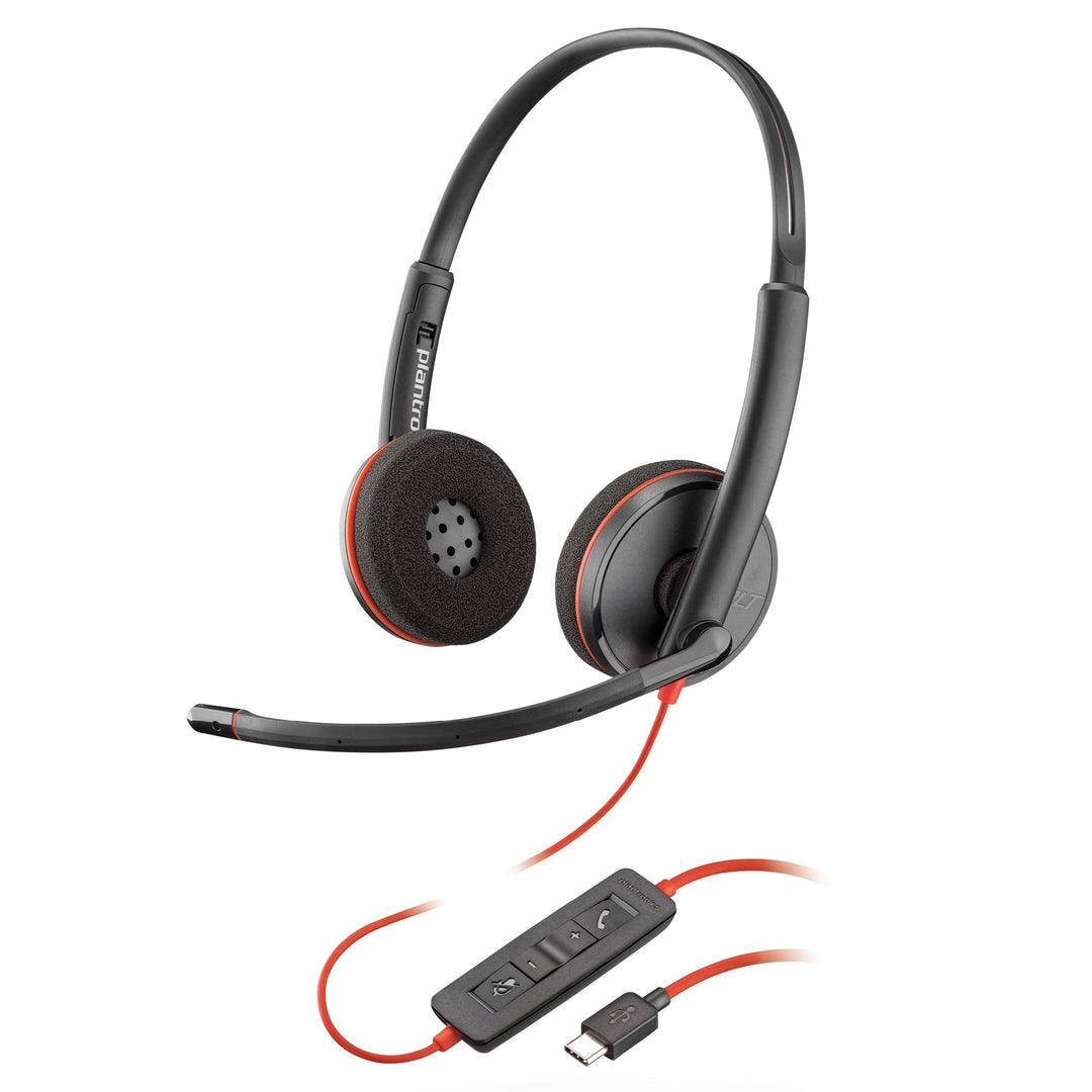Schnurgebundenes USB-C-Headset Poly Blackwire 3220 – Noise Cancelling-Mikrofon – Stereo-Design – Ver