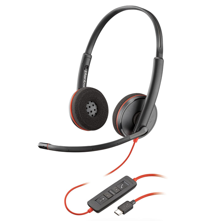 Schnurgebundenes USB-C-Headset Poly Blackwire 3220 – Noise Cancelling-Mikrofon – Stereo-Design – Ver