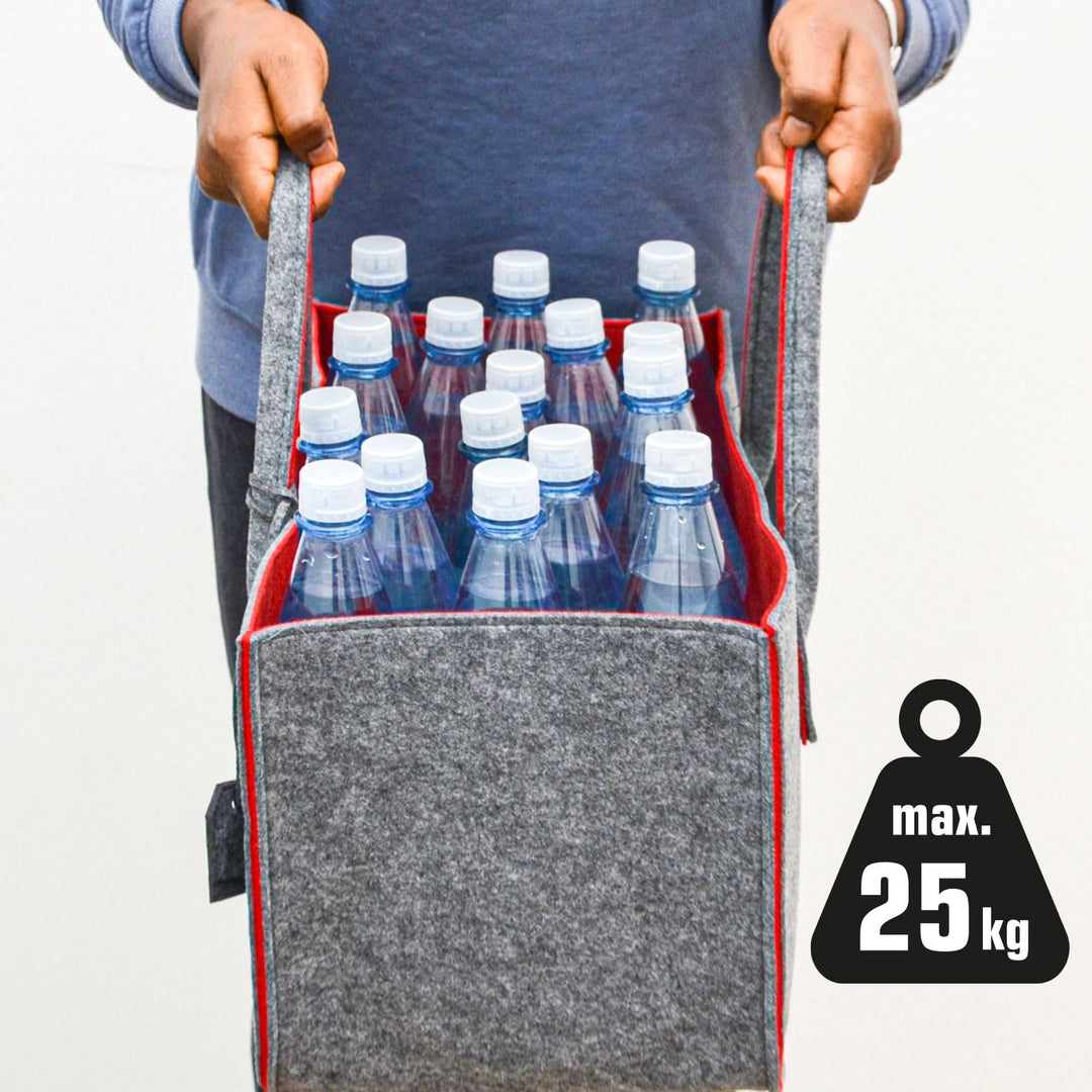 DuneDesign Schwerlast Filztasche bis 25kg - XL Filzkorb für Kaminholz - Shopper Einkaufstasche Grau