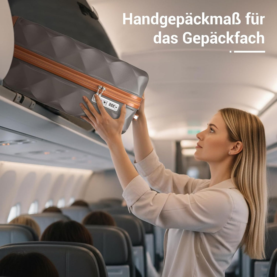 British Traveller Handgepäck Koffer 54x36.5x21.5 cm, Hartschalen Reisekoffer aus ABS+PC mit TSA-Schl
