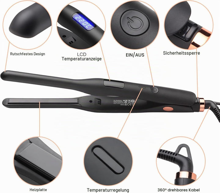 Mini Glätteisen, JAETON Haarglätter und Lockenstab 2 in 1 Glätteisen für kurzes Haar zum Locken und