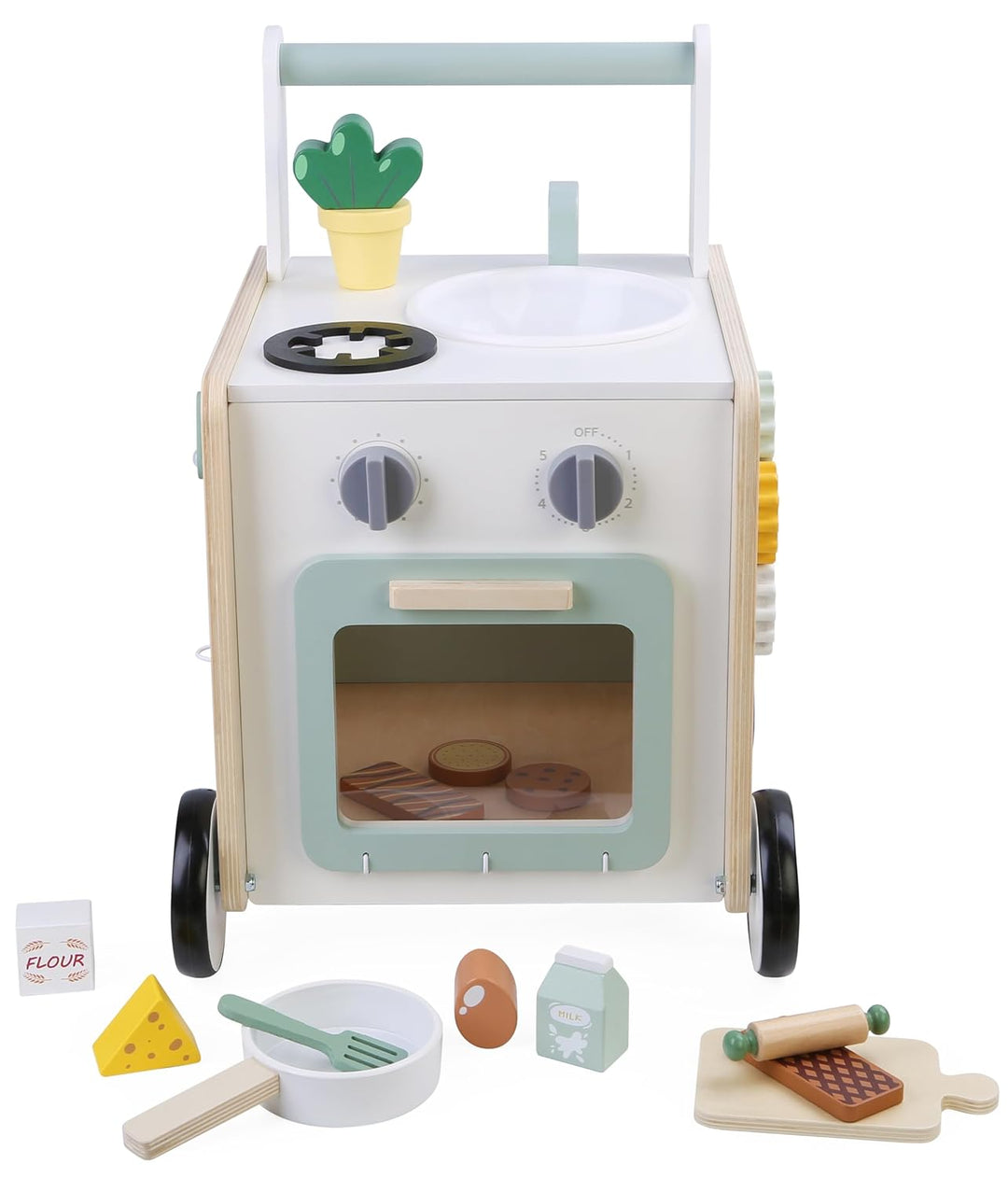 Bayer Chic 2000 Lauflernwagen Holz | 2in1 Activity-Walker mit Spielküche | Stabiler Holz-Lauflernwag