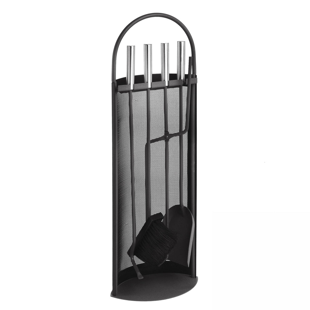 Lienbacher Kaminbesteck 844 - schwarz beschichtet mit Griffen aus Edelstahl B/H/T = 23/66/15 cm, Sch