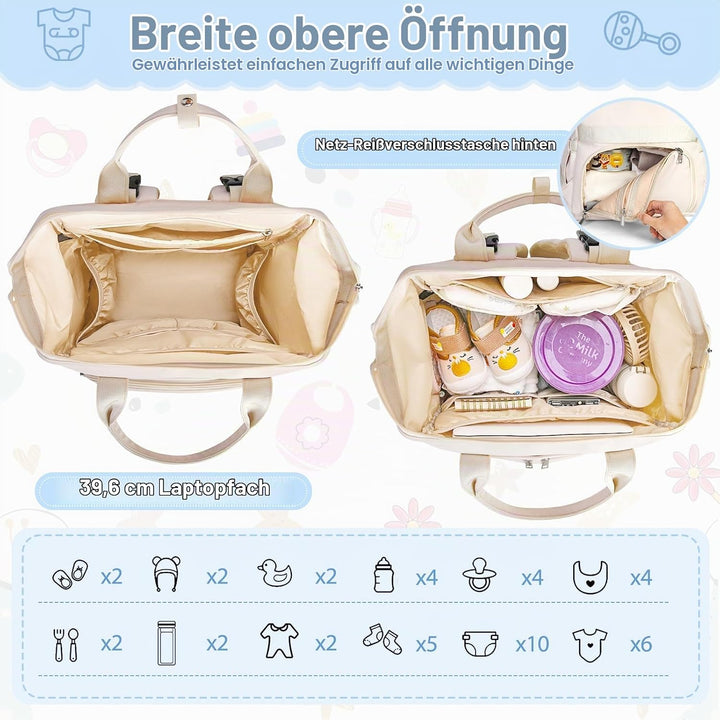 RAINSMORE Baby Wickelrucksack Gross mit Mobiler Wickelauflage Multifunktions Wickeltasche Kinderwage