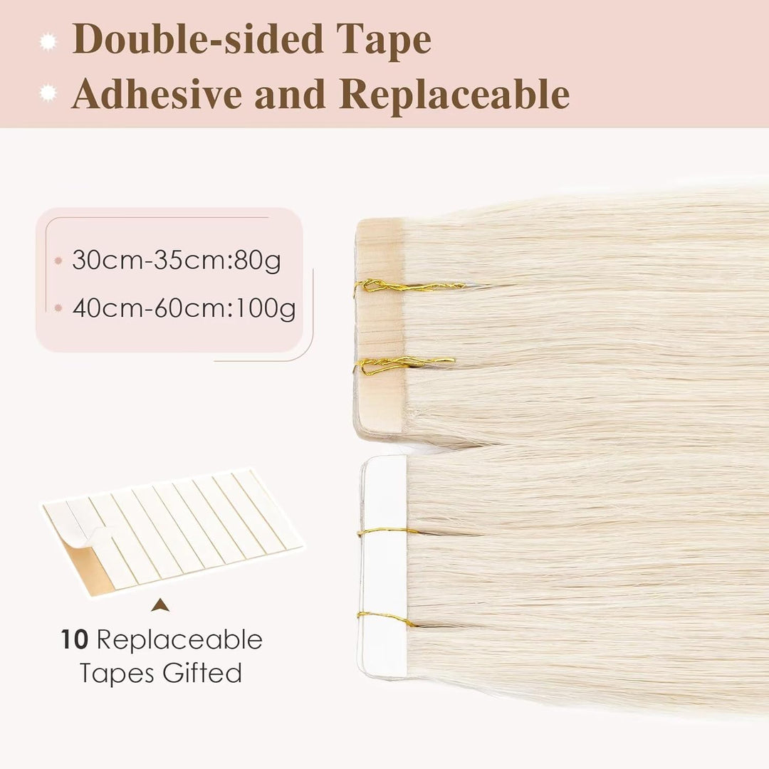 TESS Tape in Extensions Echthaar Platin blonde 40 Stück 100g Echthaar Tapes in Extensions Glatt Haar