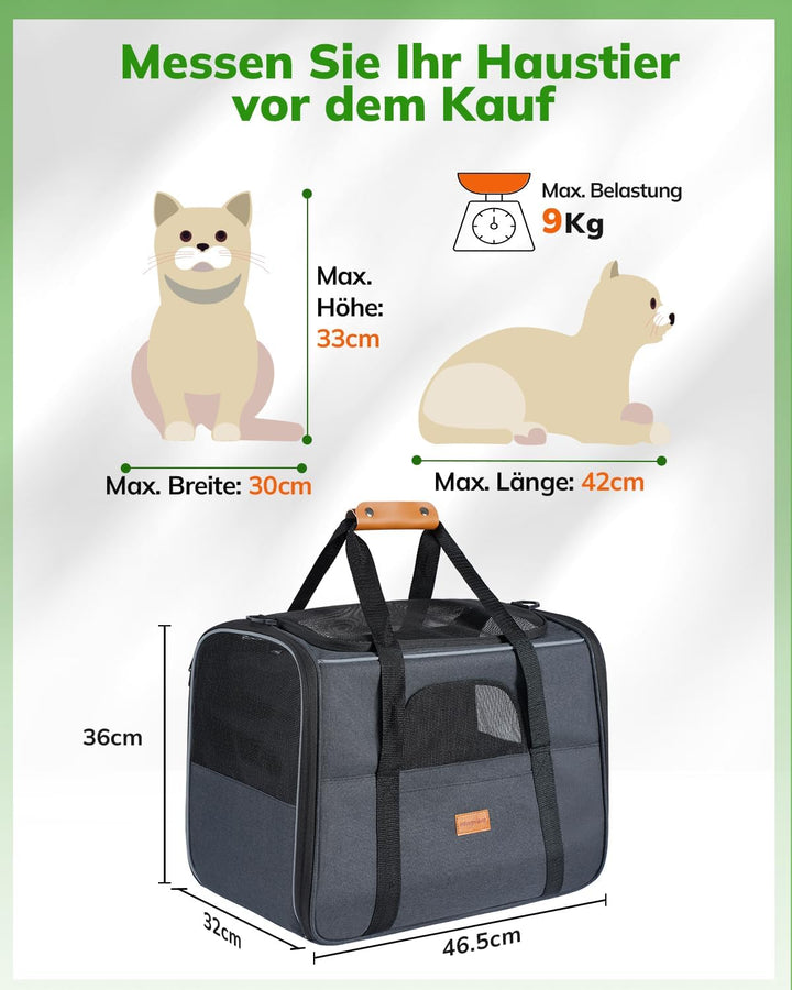 Morpilot Katzentransportbox für grosse Katzen und Welpen bis 7kg, Katzenbox Hundetasche mit Sicherhe
