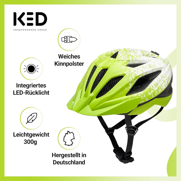 KED Street Jr. Pro Kinder Fahrrad Helm matt grün/weiss 2023 S (49-55cm), S (49-55cm)