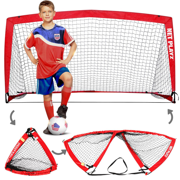 NetPlayz Fussballtor – tragbare Fussballtore, Pop-up-Fussballnetz für Kinder und Jugendliche Trainin