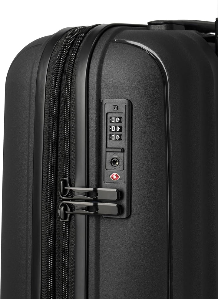 Travelite Skymate 4-Rad Handgepäck Trolley mit Dehnfalte, Handgepäck 55 cm Schwarz, Schwarz