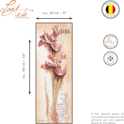 Lanarte Zählmusterpackung Iris Botanisch Kreuzstichpackung, Baumwolle, Mehrfarbig, 20 x 60 x 0.3 cm