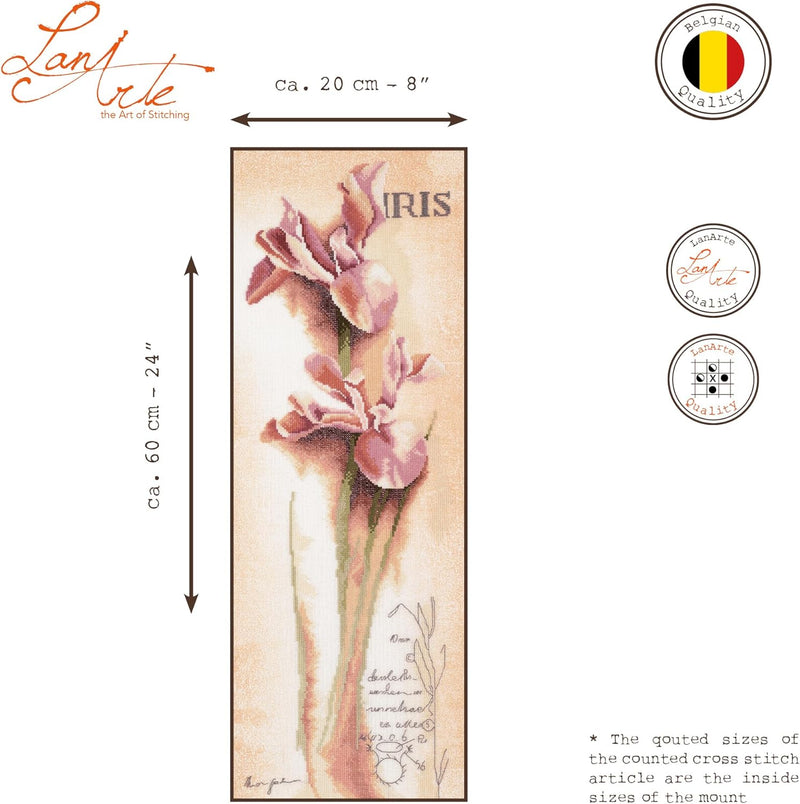 Lanarte Zählmusterpackung Iris Botanisch Kreuzstichpackung, Baumwolle, Mehrfarbig, 20 x 60 x 0.3 cm