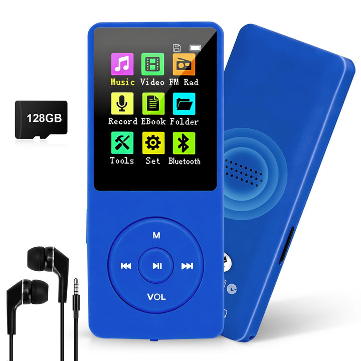 128 GB MP3-Player mit Bluetooth 5.0, COVVY Tragbarer digitaler Musikplayer mit integriertem HD-Lauts