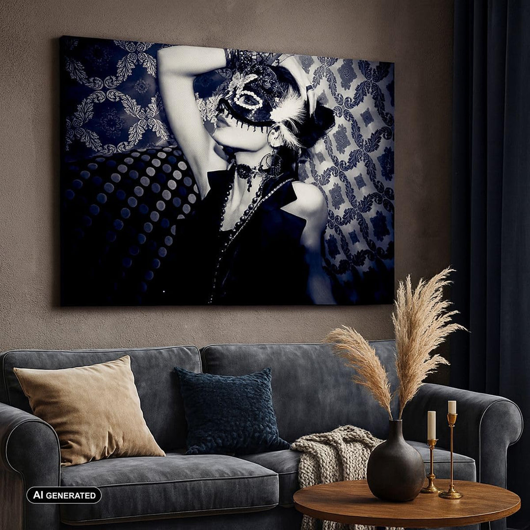 Bilder auf Leinwand Frau Karneval Maske Mode Leinwandbild 70x50cm Wandbilder Dekoration Wohnzimmer S