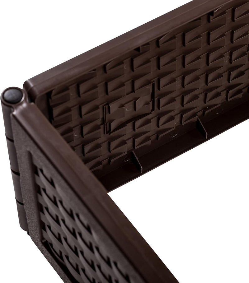 UPP Rattan Hochbeet 12er Set Braun | Pflanzkasten als Stecksystem für Garten & Balkon | Blumenkasten