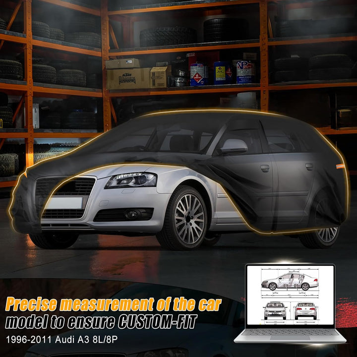 Autoabdeckung Wasserdicht für 1996-2011 Audi A3 8L/8P, Vollgarage Autoplane Auto Abdeckplane Winter