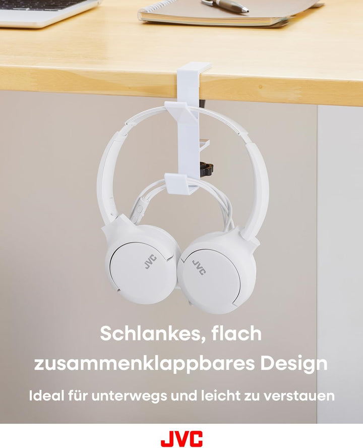 JVC HA-S33UC-W USB-C On-Ear-Kopfhörer, weiche Ohrpolster, faltbar, mit Mikrofon & 3-Tasten-Fernbedie