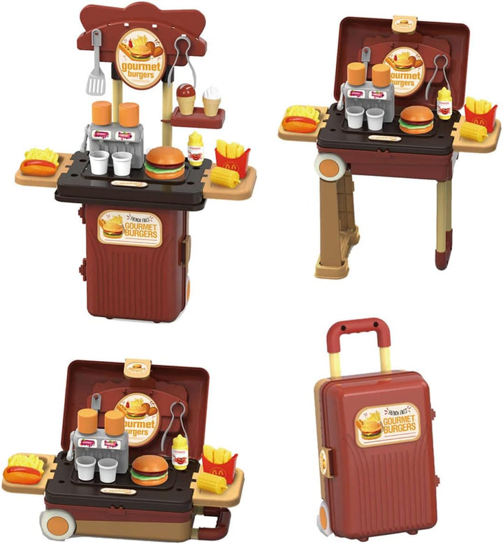 Diakakis Luna Trolley Fast Food 4in1 mit Zubehör 15-TLG. Kinder Imbiss Stand Bude Spielset