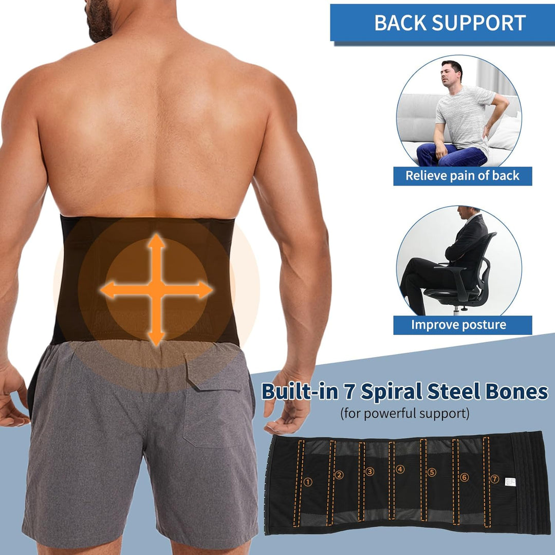 SLIMBELLE Herren Bauchweggürtel Fitnessgürtel Body Shaper Schwitzgürtel Taillenmieder Verstellbarer
