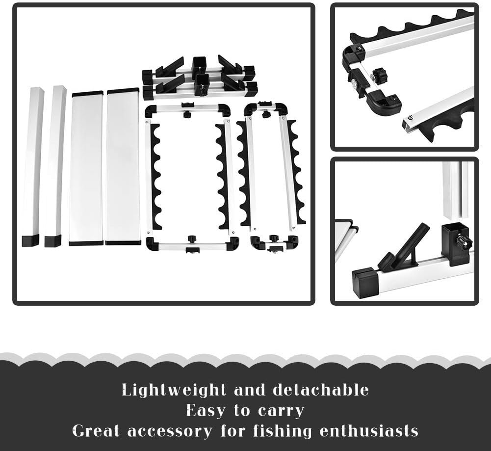 Wakects Leichter Angelrutenständer, Fishing Rod Storage Rack für 12 Ruten, 44,5 x 50 x 32,5 cm, Schw