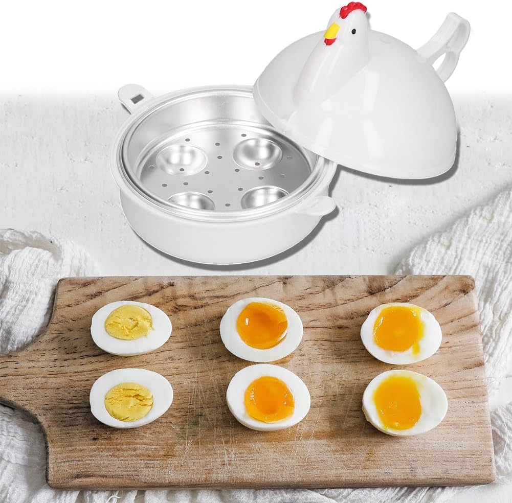 Mikrowellen Eierkocher, Eierkocher für Die Mikrowelle 4 Cup Egg Pan Hühnerform Mini Dampfkessel Eier