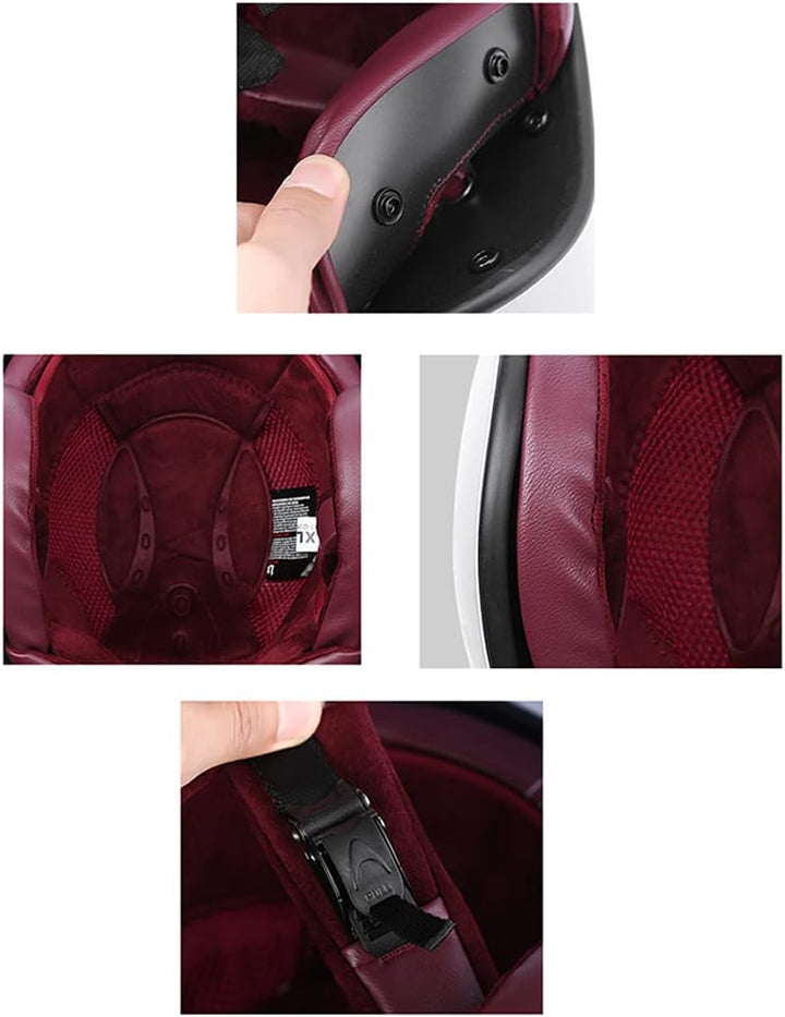 Woljay Retro Motorradhelm 3/4 Jethelm Halbhelme Motorrad Jethelm mit Schild Sonnenblende für Männer