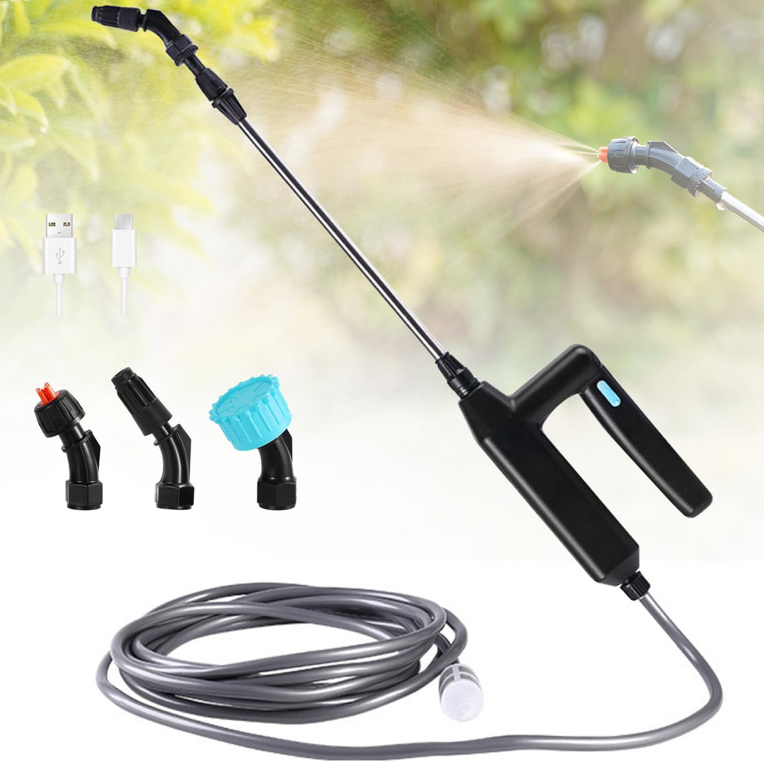 DOUBFIVSY Elektrischer Drucksprüher, Pflanzensprüher Gartensprüher Sprühlanze mit 3 Düsen und 5m Sch