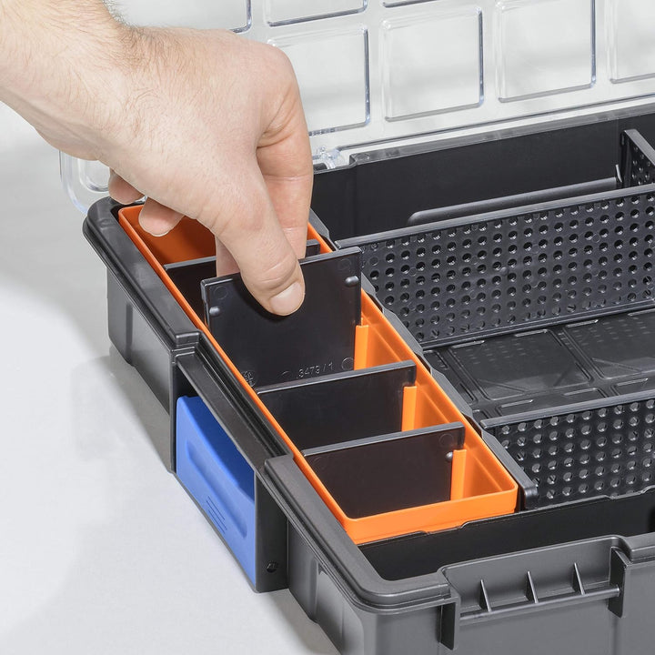 allit Kleinteilekoffer 454270 mit Verbindungsclips, flexiblen Trennstegen und hochschlagfestem Decke