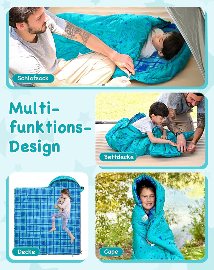 KingCamp Kinderschlafsack Flannel,Leicht, Wasserdicht und Kompakt,Schlafsack Winter,Deckenschlafsack