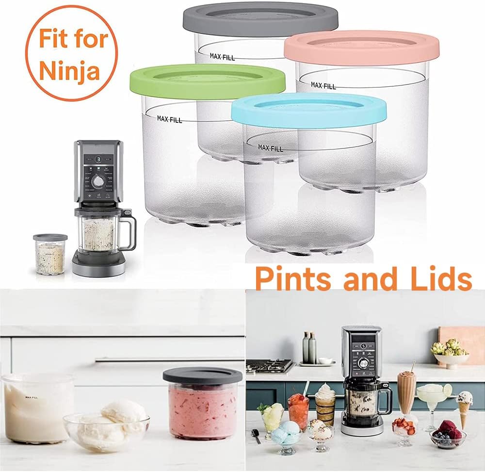 Creami Behälter für Ninja Creami, 2/4 Stück Creami Pint mit Deckel, Auslaufsichere Eisbehälter Eiscr