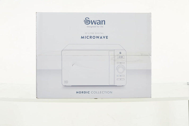 Swan Nordic Digitale Mikrowelle 20 l, 6 Betriebsstufen, 800 W Leistung, 30 Minuten Timer, einfache R