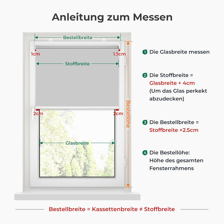 Allesin Elektrische Rollos mit Fernbedienung, Grau Verdunklungsrollo, B50 x H120 cm Grau, Klemmträge