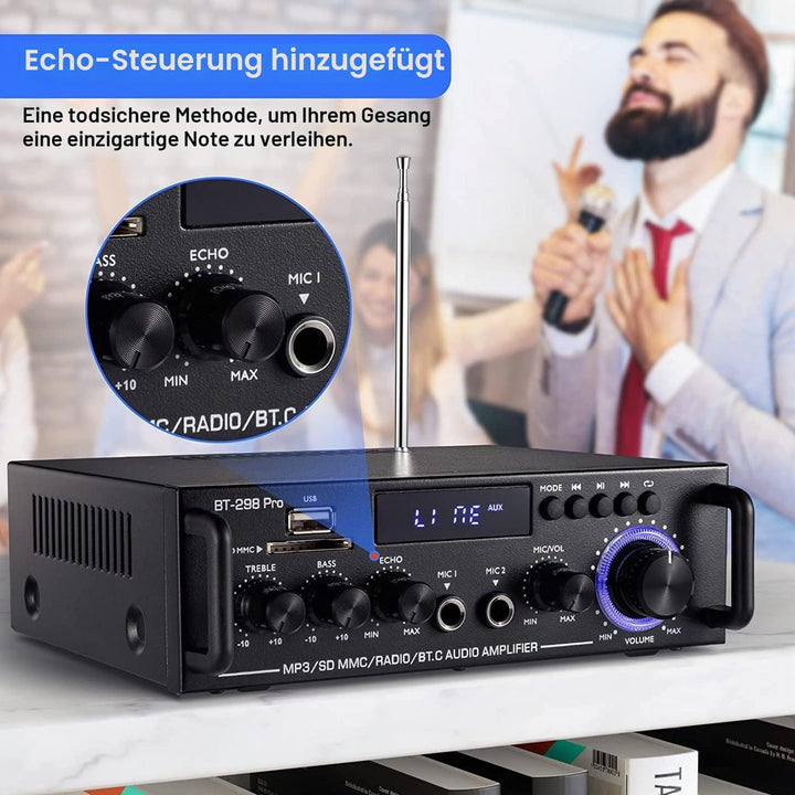 298 Pro Mini Verstärker, Bluetooth-Empfänger, Audioverstärker, Max 500 W x 2 RMS, 50 W x 2, 2-Kanal-