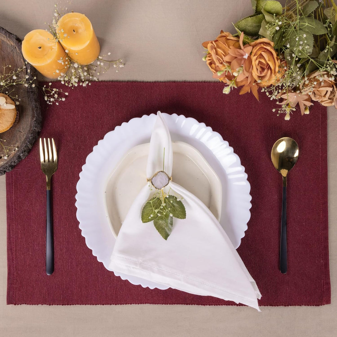 Wein Red Dinning Placemat Set 4-48 * 33 cm feiner Gerippter Baumwollküchen Küchentisch Tischemat für