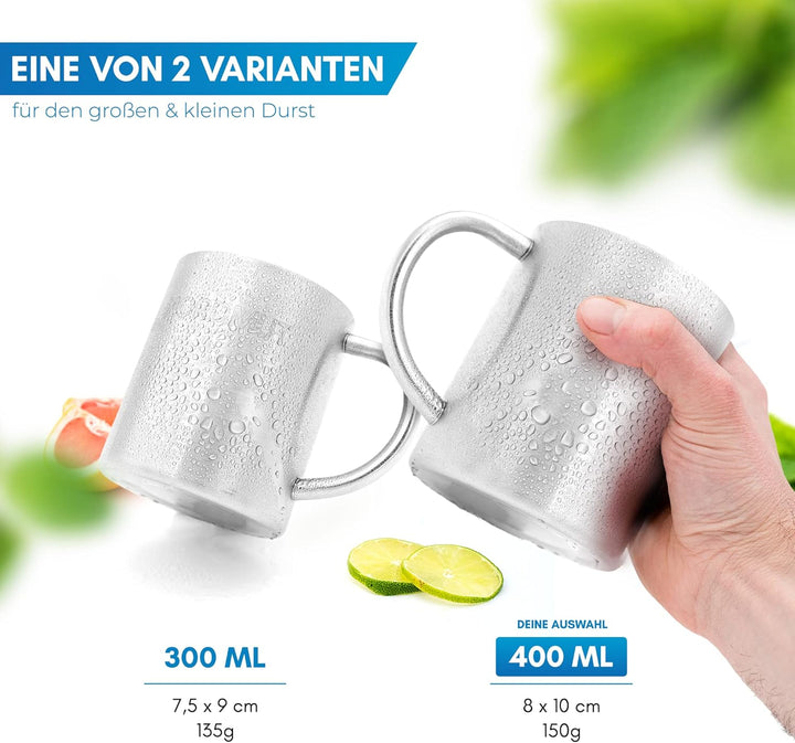 NORDMUT® Edelstahl Thermobecher [2er Set] Camping Tasse | nachhaltige Edelstahl Tasse | Kaffeetasse