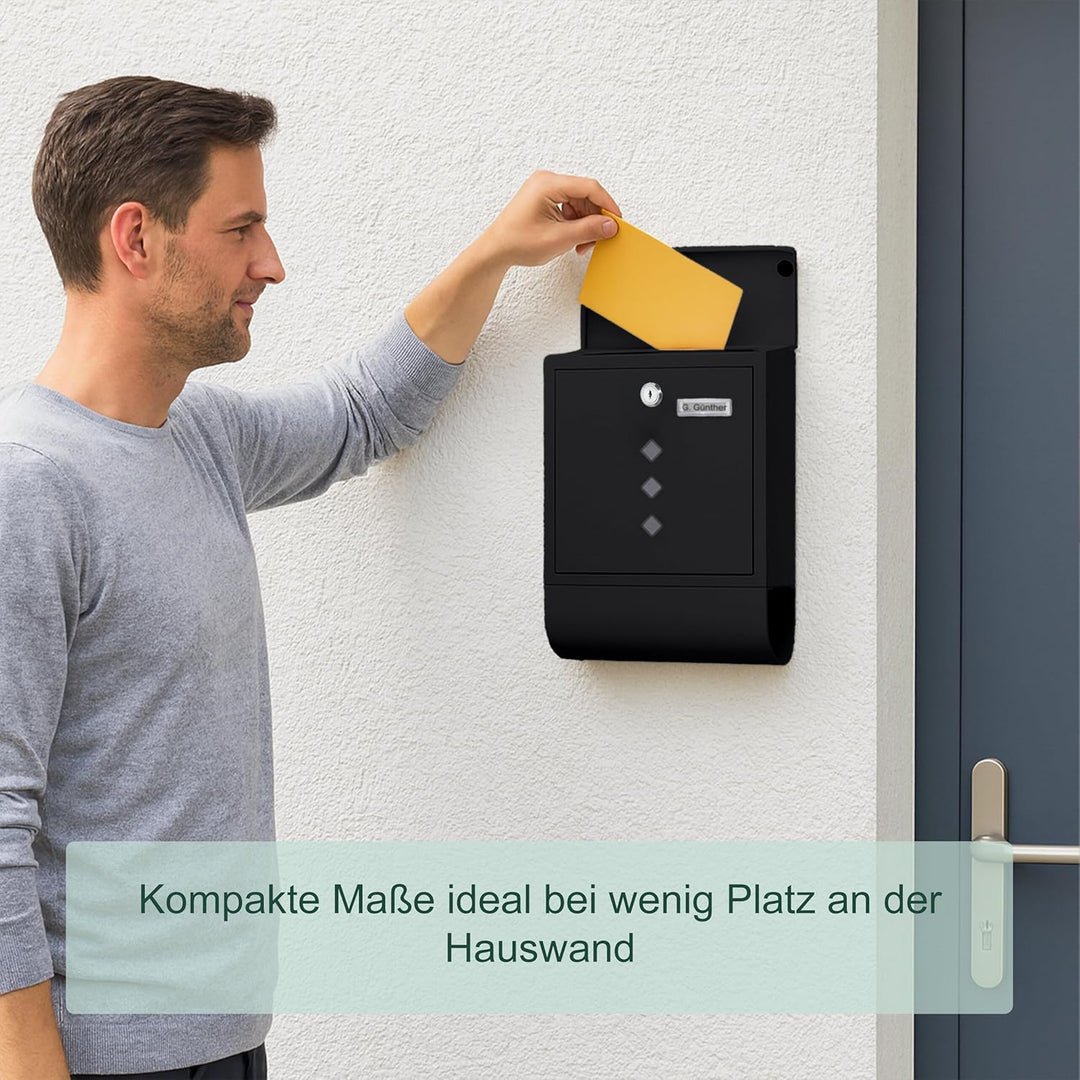 Relaxdays Briefkasten mit Sichtfenster, Metall, 4 Schlüssel, Zeitungsfach, Postkasten, HBT ca. 38 x